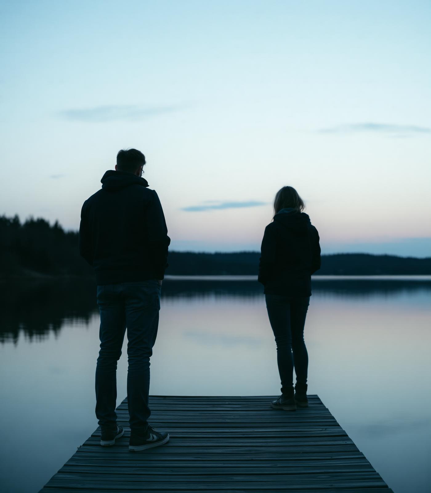 Två vänner vid vattnet